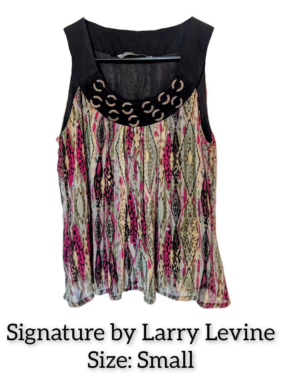 3/$15 Signature by Larry Levine Pink Multi-Pattern Sleeveless Top